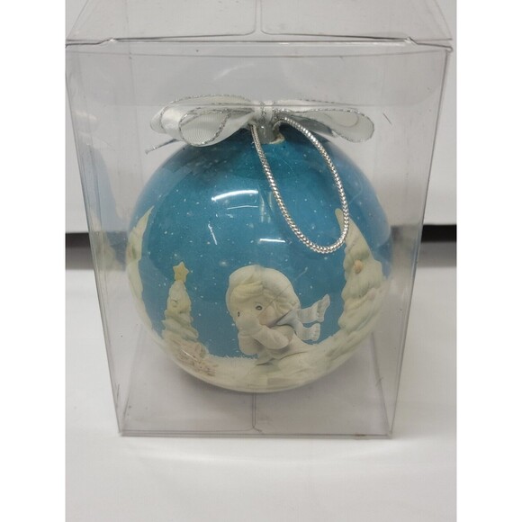 Lot of 4 Precious Moments Holiday Ornaments 1994 Enesco Round Balls Bows - Picture 14 of 16
